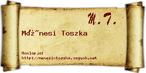 Ménesi Toszka névjegykártya